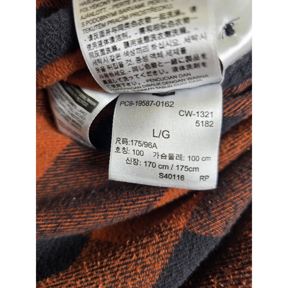 Levi's Shirt Mens Large Orange Plaid Flannel Long Sleeve Button Front Relaxed - Picture 5 of 12